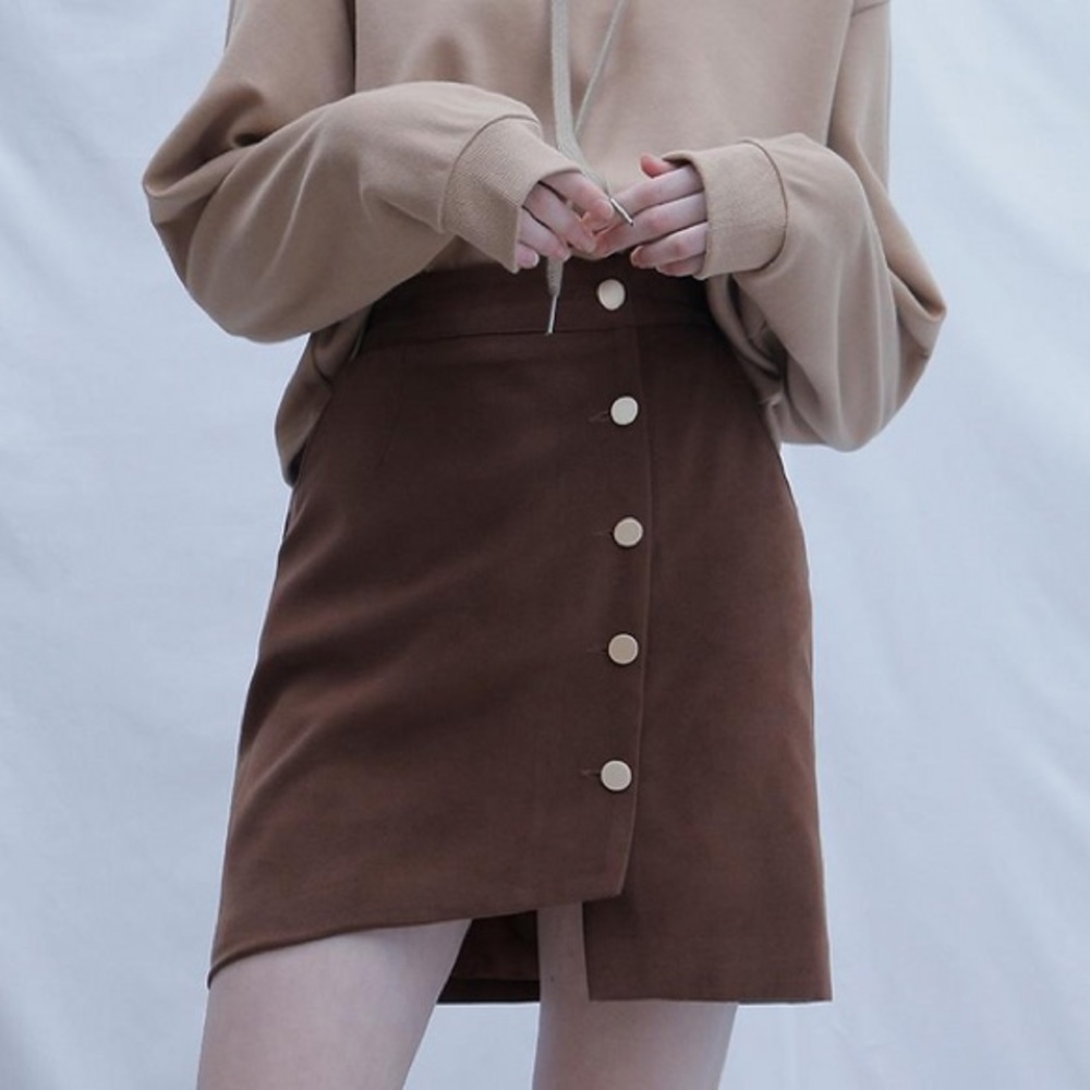 Wconcept Bibyseob Diagonal Mini Skirt Brown